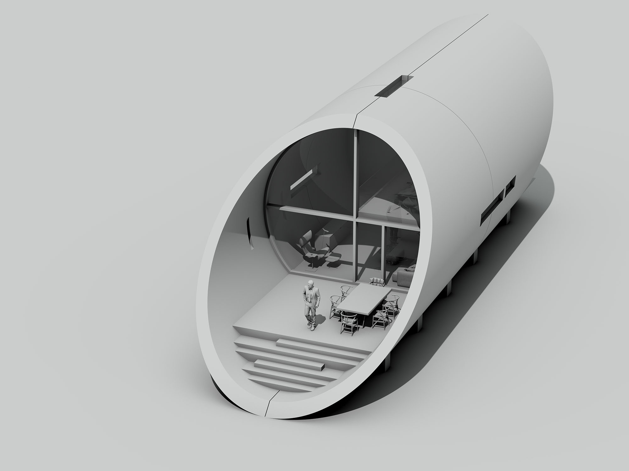 3d clay model of Naqoura concrete chalet