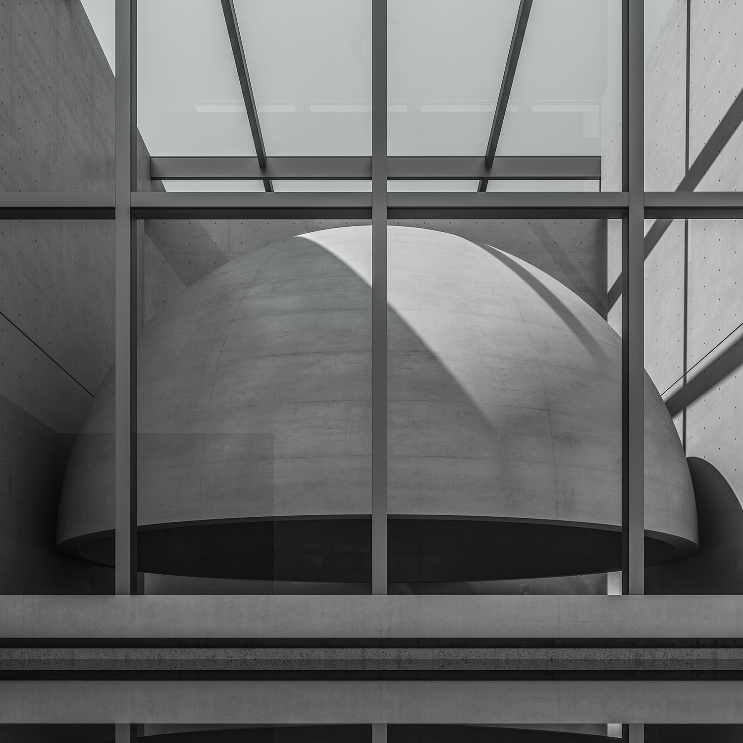 Suspended Dome centered the main cube of prayer room