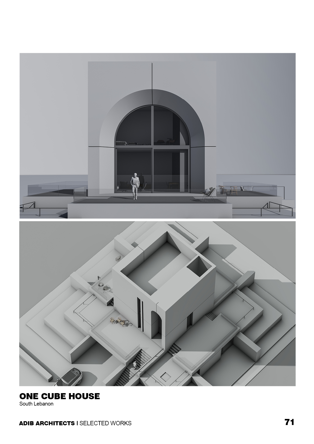 Adib Architects design book page showcasing architectural concepts