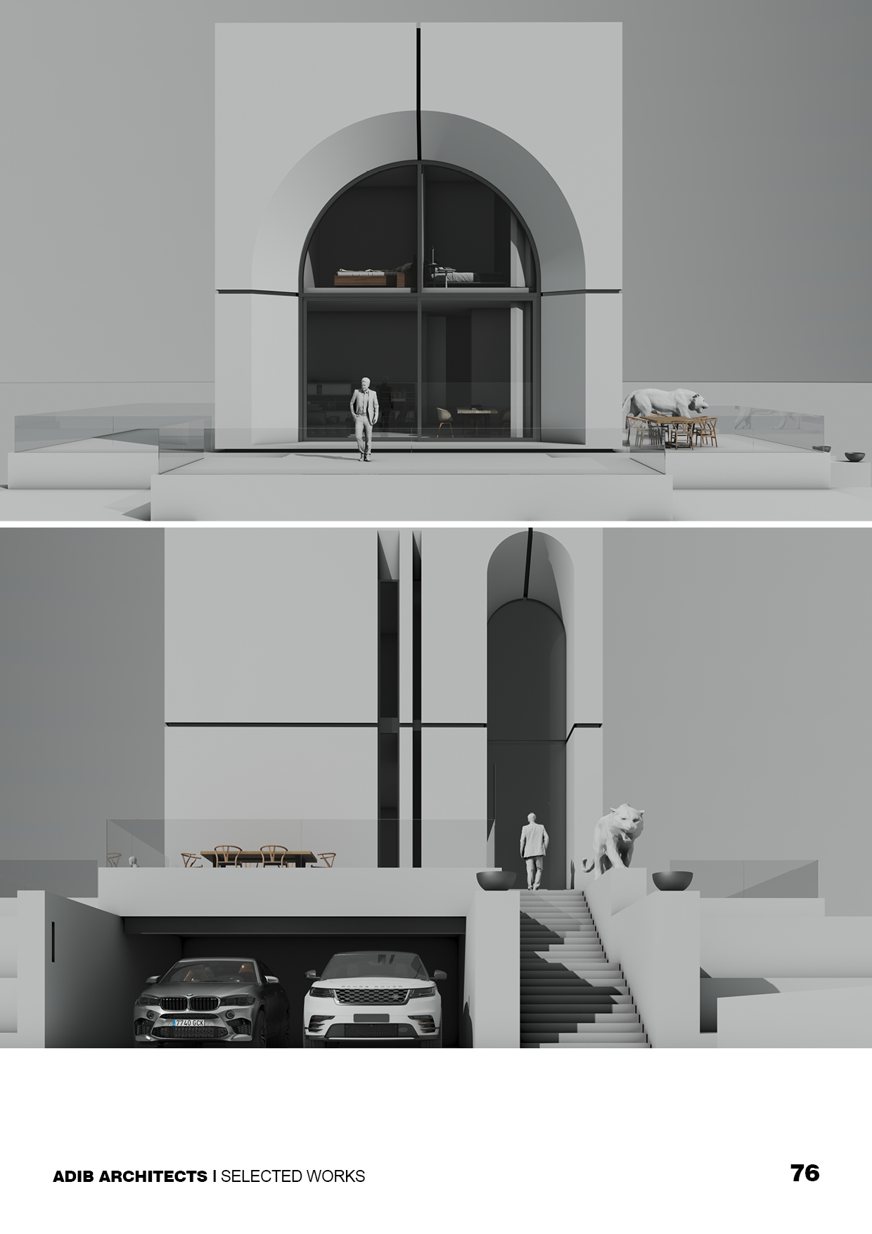 Adib Architects design book page showcasing architectural concepts
