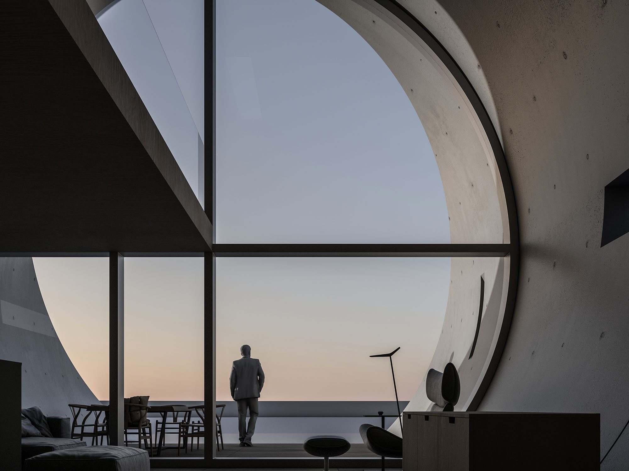 Main interior view, Concrete Naqoura chalet